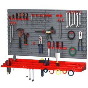 DURHAND Tool Organizer Wall Mounted with 54 Piece Pegboard and Shelf 50 Hooks, DIY Garage Storage with Strong loading Capacity