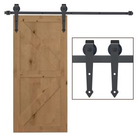 6.6FT Sliding Barn Door Track Kit, Heavy Duty Barn Door Hardware Kit, Fit 39" Wide Door Panel (J Shape Hanger), Brown