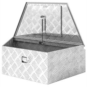 39" Trapezoid Truck Tool Box Heavy Duty Aluminum Trailer Tongue Box with Lock and Keys for Pick Up Truck RV Trailer