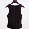 Women V-neck Padded Waistcoat Autumn Bodysuit Vest Winter Warm Quilted Vest Sleeveless Jacket; Black