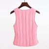 Women V-neck Padded Waistcoat Autumn Bodysuit Vest Winter Warm Quilted Vest Sleeveless Jacket; Pink