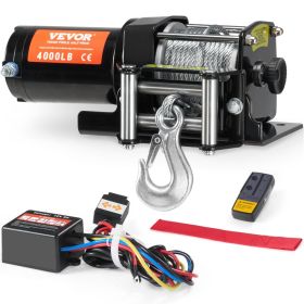 VEVOR Electric Winch ATV UTV 4000 lb Steel Cable IP55 Waterproof Remote Control