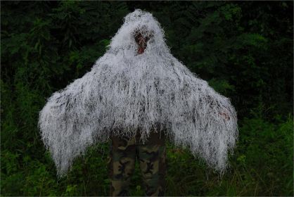 The "Tracker" Ghillie Poncho Synthetic thread version (Options: Winter White)