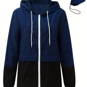 Women's Outwear Women Rain Coats Lightweight Waterproof Outdoor Rain Jacket (Color: Dark Blue, size: XL(12))