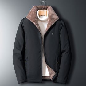 Aulemen Men Winter Jacket Windproof Warm Coat Men's Casual Men Autumn Brand Outwear New Fashion Outdoor Thick Fleece Jacket Man (Color: Black, size: M(45-55Kg))