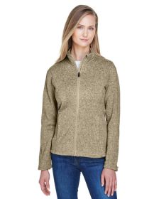 Ladies' Bristol Full-Zip Sweater Fleece Jacket - GREY HEATHER - XS (Color: KHAKI HEATHER, size: XS)