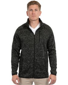 Burnside B3901 Men's Sweater Knit Jacket (Color: HEATHER BLACK, size: XL)