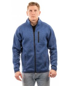 Burnside B3901 Men's Sweater Knit Jacket (Color: HEATHER NAVY, size: L)