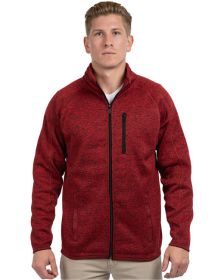 Burnside B3901 Men's Sweater Knit Jacket (Color: HEATHER RED, size: S)