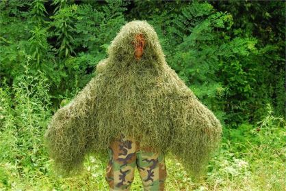 The "Tracker" Ghillie Poncho, Jute thread version (Options: Leafy Green)
